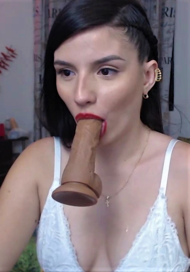 sexy brunette babe gets on her knees to suck hard big dick #dildo #oral #sucking #webcam #camgirl #slut #shameless #whore #bitch #amazing
